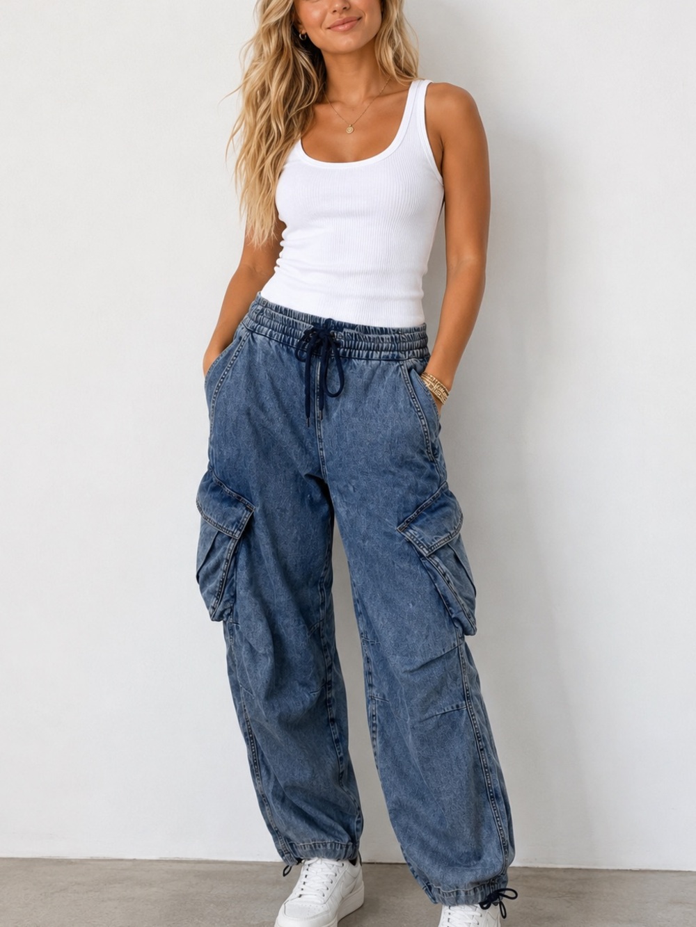 Me + Em Parachute Cargo Jeans Size 4